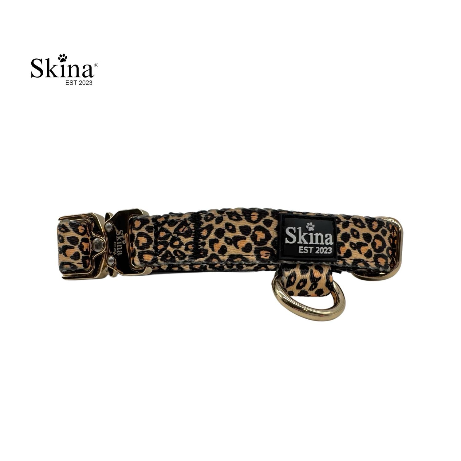 Skina Halsband für kleine Hunde "Leo Muster Gold"